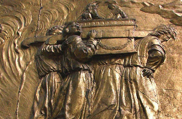 This bas-relief image showing the Ark of the Covenant being carried is from the