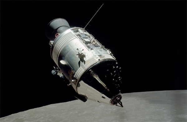 The Apollo 17 Block II Command Module as seen in lunar orbit from the ascent sta