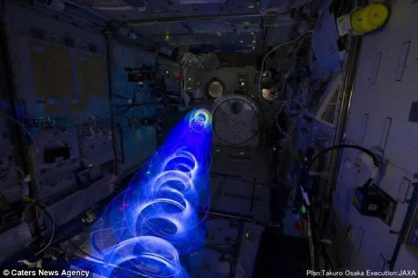 陀螺仪旋转过程是在“希望号”太空舱拍摄的，这是国际空间站的日本科学实验舱。
