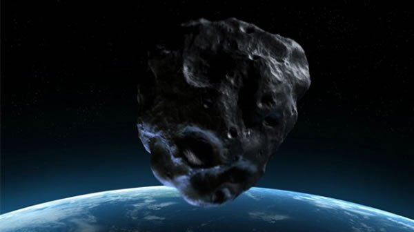 效果图:小行星掠过地球