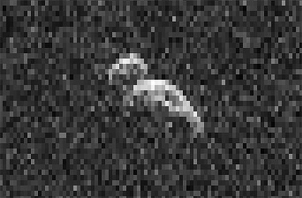 Radar image of the 1.300-foot (400-meter) long asteroid 2006 DP14.