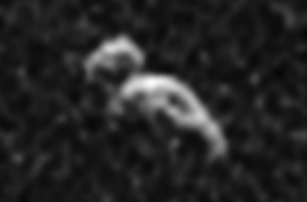 Radar image of the 1.300-foot (400-meter) long asteroid 2006 DP14.
