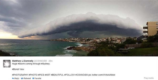 澳大利亚悉尼市上空云层翻滚如同世界末日