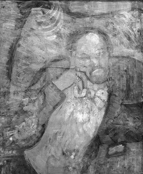 画内的秘密,就是一名戴着煲呔的男子