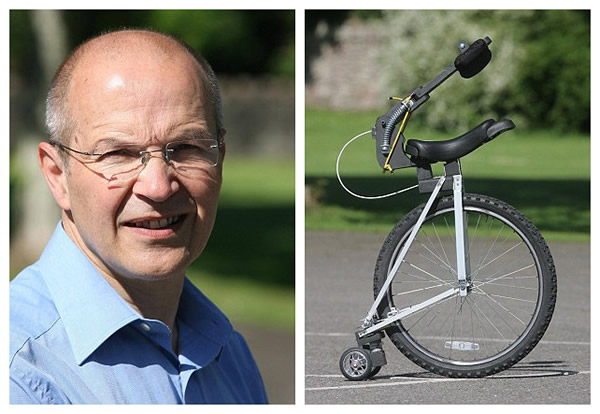 英国物理学家发明一种造型奇特的独轮车缓解城市交通拥堵