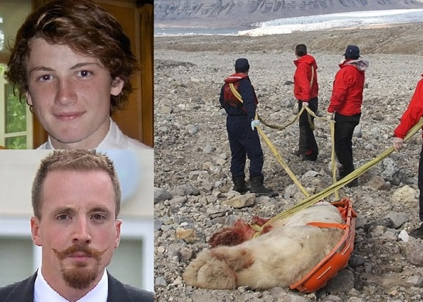 查普尔(左上)遭北极熊袭击后身亡,里德(左下)则一度跟北极熊肉搏。