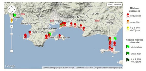 7月15日当天的海蜇活动密集区