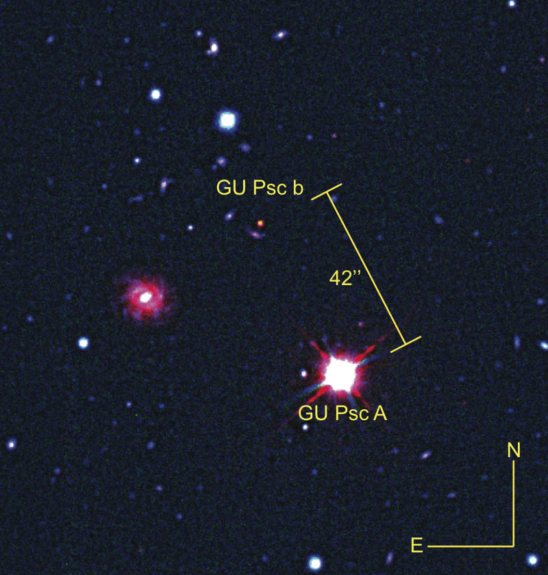 双鱼座方向发现距母恒星最遥远的系外行星Gu Psc b