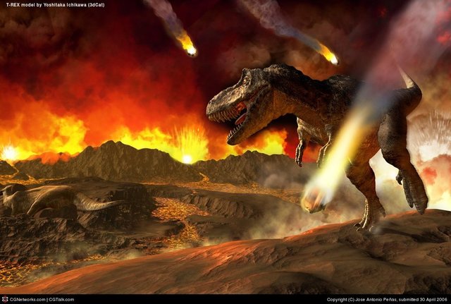 小行星撞击地球是目前比较公认的一种关于恐龙灭绝的解释。图片来源:longwood.edu