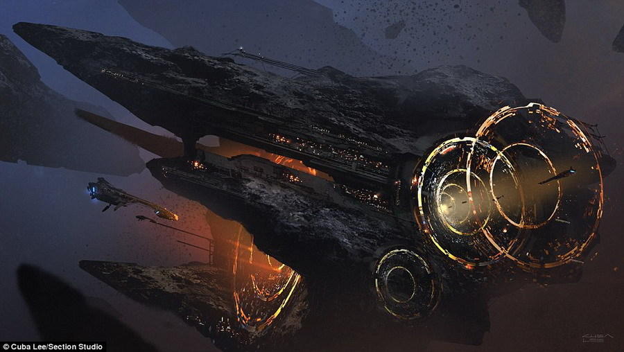 艺术家图像描述未来人类如何在小行星上采矿以及殖民其它星球