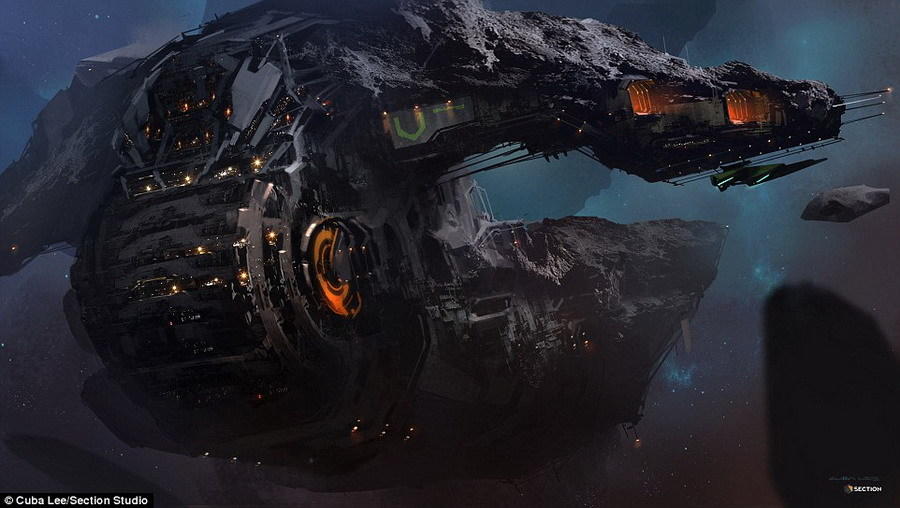 这是一个装配大型涡轮的轮状结构,可用于产生能量驱动工业化小行星钻探。