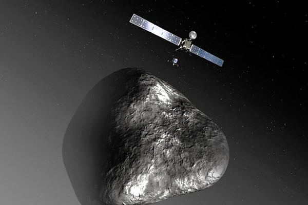 画家笔下探测船遇上彗星情况