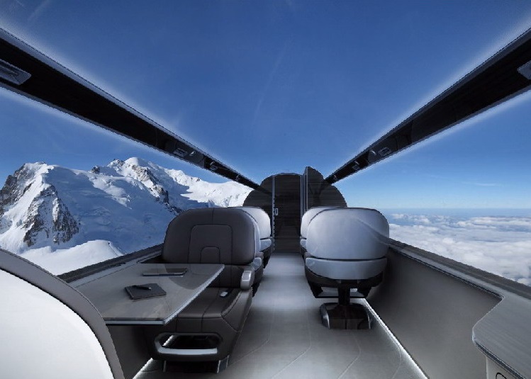 法国飞机制造商设计“IXION”概念无窗商务喷射机 屏幕投射窗外美景