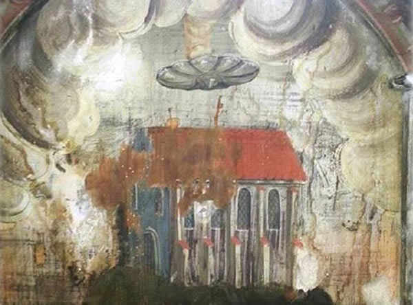 罗马尼亚中世纪教堂壁画惊现UFO