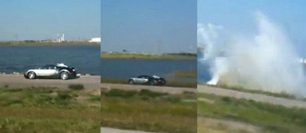 美国一名车主为骗保险金 驾驶超级跑车布加迪威龙冲入沼泽