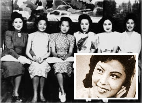 左起白虹、姚莉、周璇、李香兰、白光、吴莺音及龚秋霞(小图)是上海滩“7大歌后”。