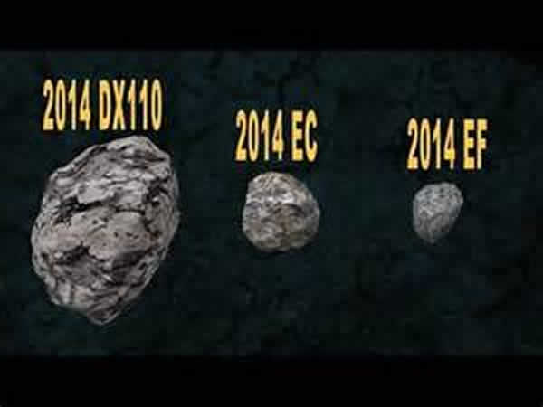 小行星2014 EF和其他两颗小行星大小对比