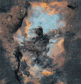 位于天鹅座的鹈鹕星云和北美星云。