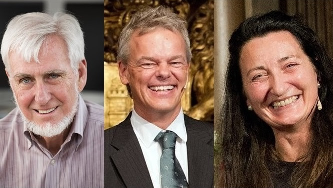 今届医学奖由奥基夫(左)、挪威神经科学家莫泽(中)及其妻迈-布赖特(右)夺得。