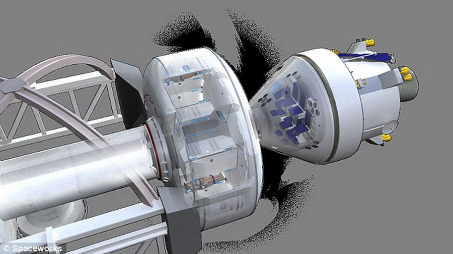 未来火星宇航员很可能乘坐“猎户座”载人飞船(图中所示),今年12月,“猎户座”载人飞船将完成首次无人测试飞行。美国宇航局计算使用该飞行器在本世纪20年代运送宇航