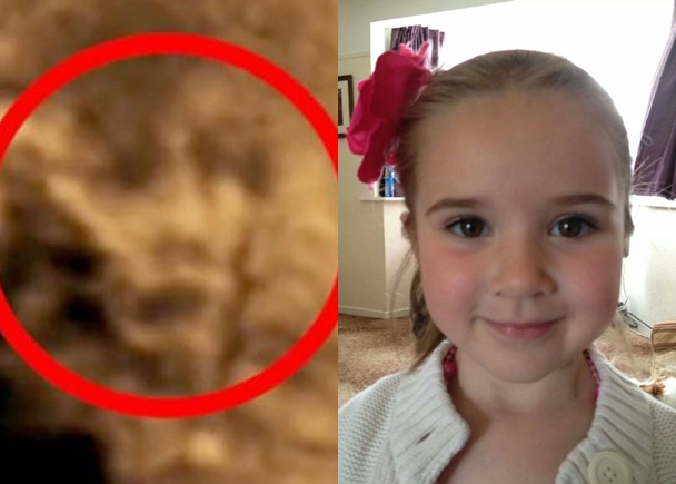 扫瞄显示凯茜的人脸(左),似是守护当时仍未出生的麦迪逊(右)。