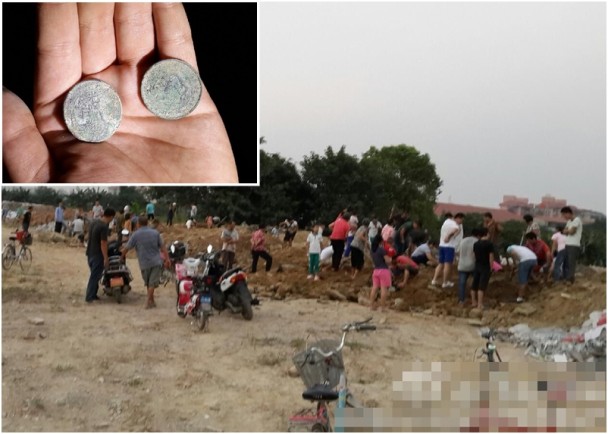 广州垃圾堆翻出古钱币 村民蜂拥寻宝