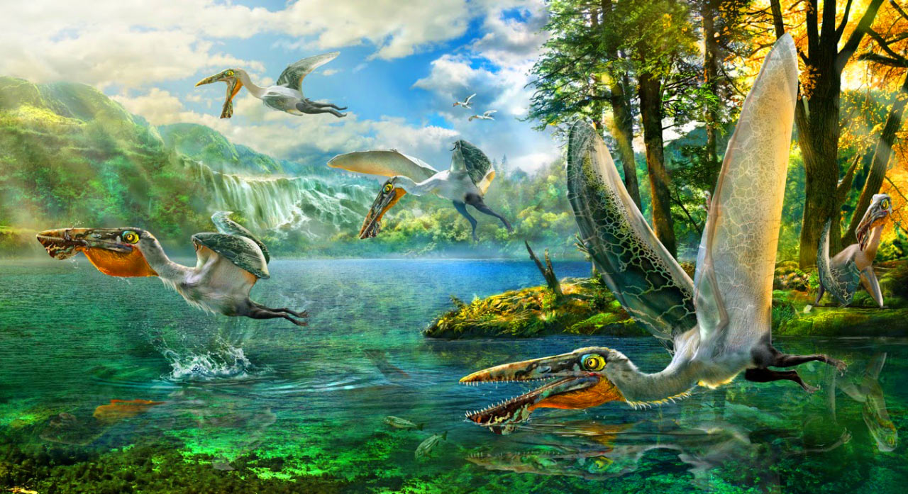 阿凡达伊卡兰翼龙(Ikrandraco avatar gen. et sp. nov.)生态复原图