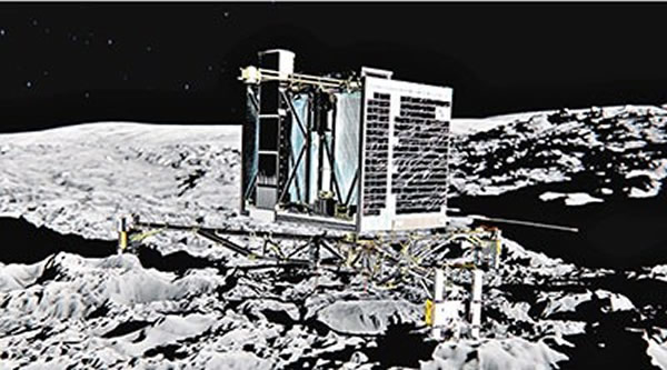 画家笔下的探测器登陆彗星图。