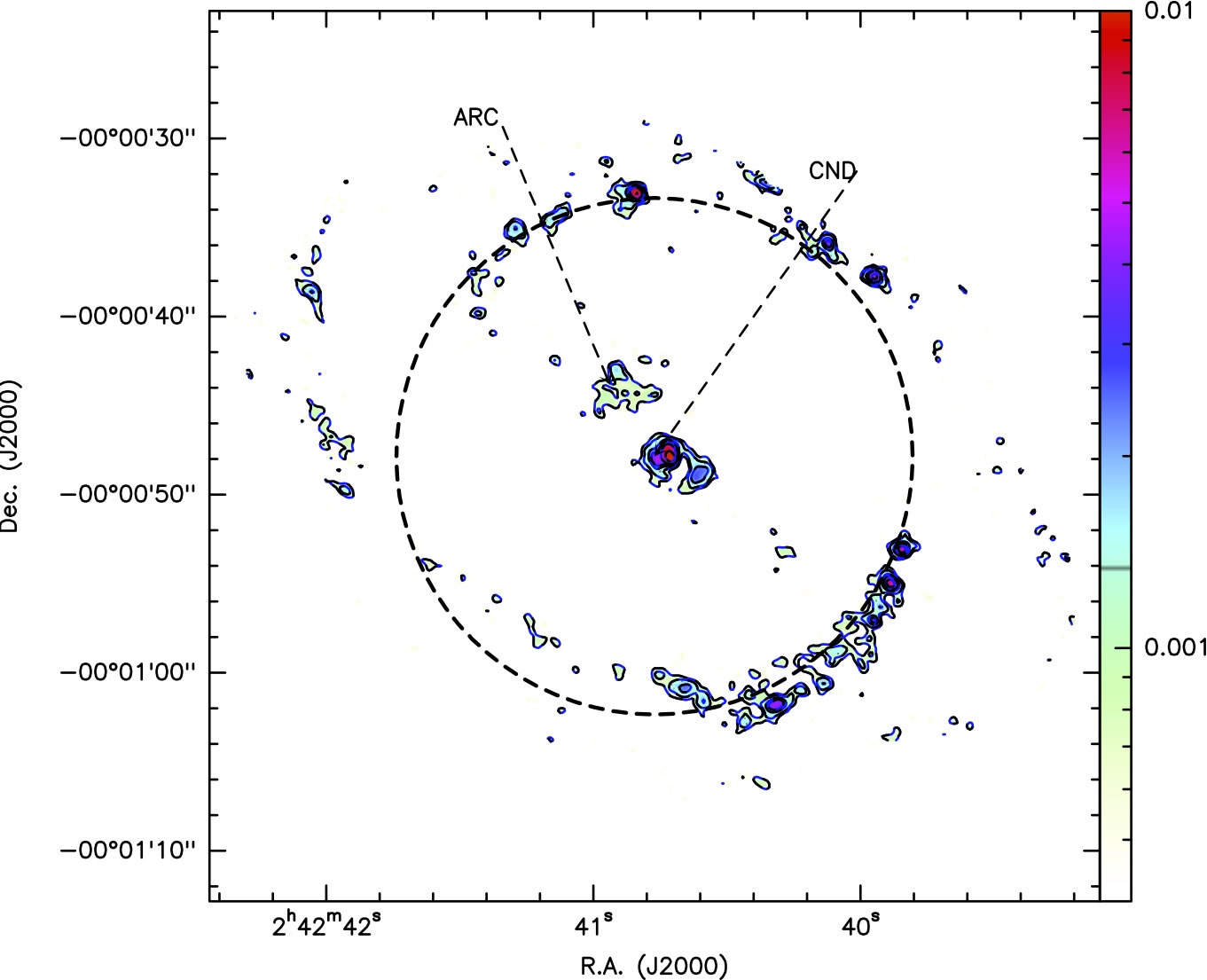 ALMA 349 GHz尘埃连续谱发射图像,数据来自Santiago Garcia-Burillo