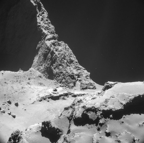 罗塞塔号上的摄录机,拍摄67P彗星的表面。