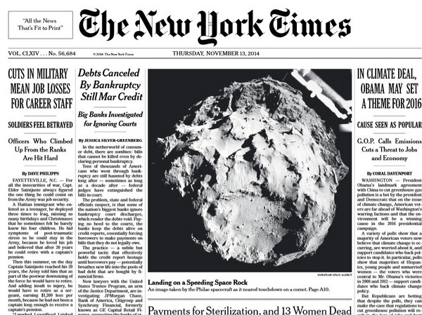 罗塞塔任务登陆彗星 为人类文明跨前一大步