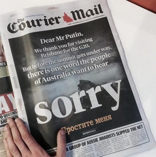 《信使邮报》要求普京就马航MH17空难一事道歉。
