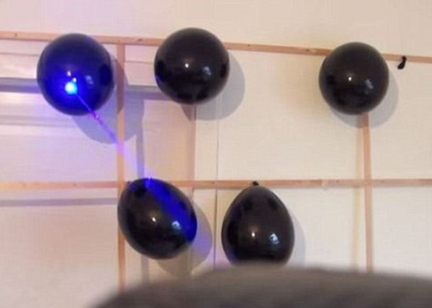 激光表可以连环将气球逐一击破。