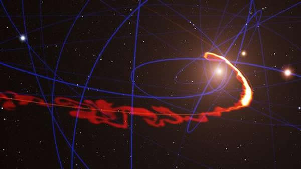 在银河系中心黑洞引力的作用下，G2已经呈拉伸状态。