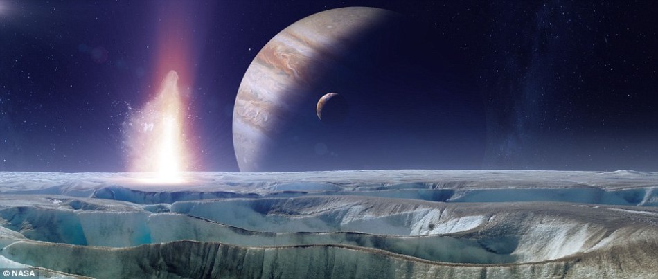 通过对贝努小行星的样品进行分析,美国宇航局的专家将得以对太阳系中一些最为原始的物质进行分析。这是一张示意图,展示的是木星的卫星——木卫二(欧罗巴)