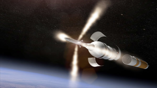 电脑模拟图:猎户座飞船测试飞行