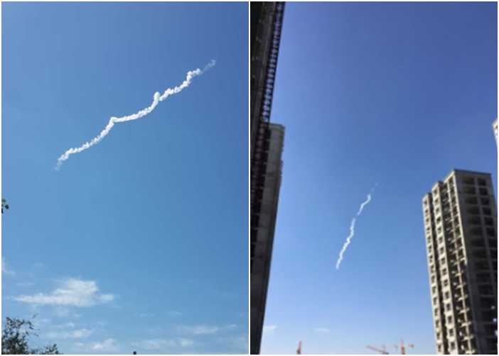 太原居民拍摄到疑似高超音速飞行器的飞行轨迹