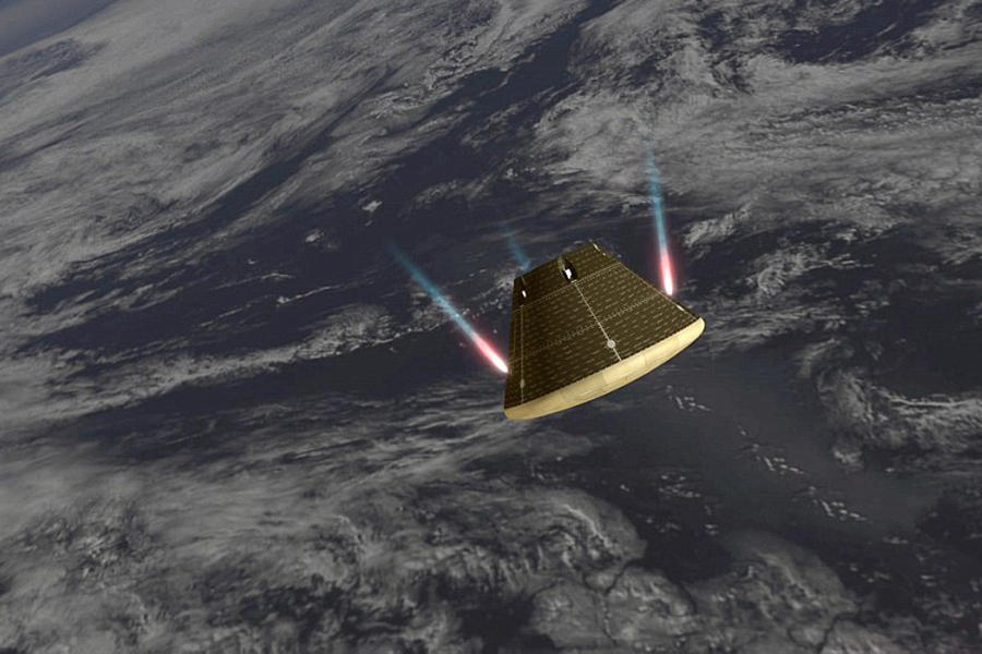 “猎户座”宇宙飞船再入时表面温度达到2200摄氏度,大约为4000华氏度,速度为每小时2万英里,即每小时3.2万公里,溅落地点位于加利福尼亚湾以西大约275英里