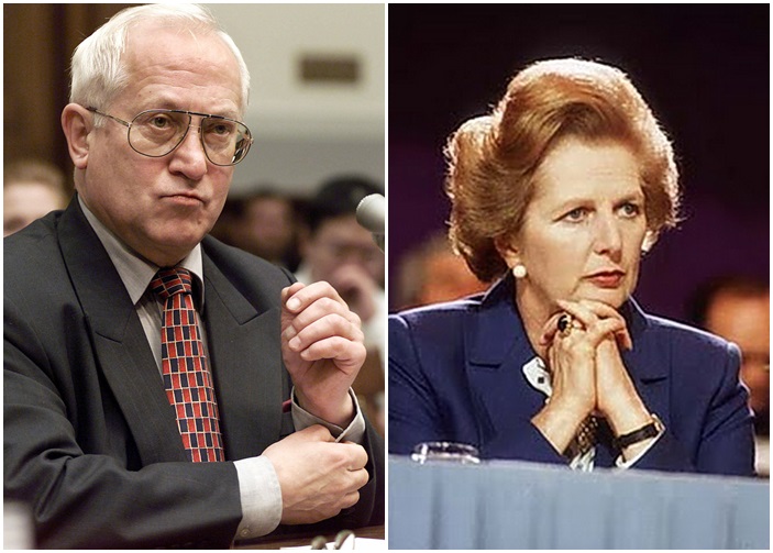 文件指戈尔迪夫斯基(左)曾为撒切尔夫人提供多项前苏联的消息。