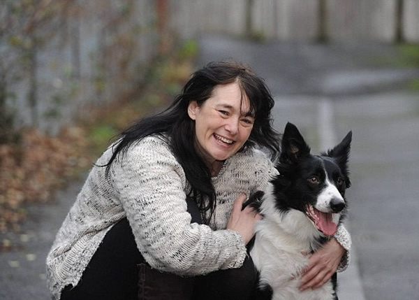 康兰(左)一年前收养边境牧羊犬特德(右)。