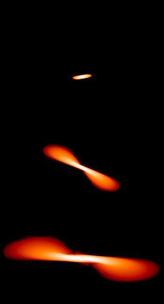 当恒星进入黑洞的引力控制区后,强大的引力将其拉伸,形成一个扁平状的结构