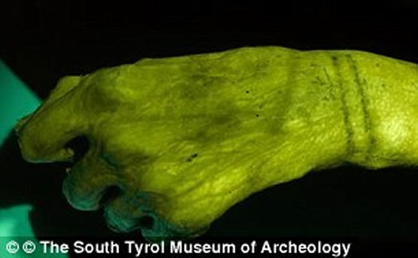 “奥茨”左手手腕的纹身最长。