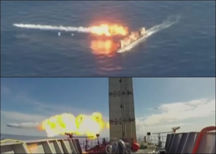 从另外两个角度观看战斧击中目标一刻。