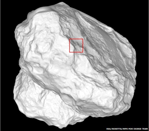 关于图像拍摄位置的问题,更加精确的说法是,拍摄区域位于两个分别名为“Imhotep”和“Ash”的地区之间。随着距离太阳越来越近,67P彗星的彗核表面正变得越发