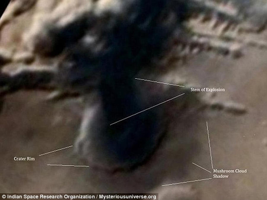 本张图像来自印度空间研究组织,前不久印度的火星探测器进入了火星轨道,开始对其表面进行研究。印度探测器对长达4000公里的“水手”火星峡谷进行了观测,在其附近捕捉