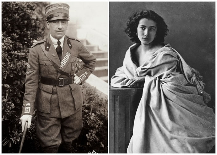 迪安农齐奥(左图)与女伯爵布娜(右图)一夜风流,将一条染有精液的手帕赠予她。