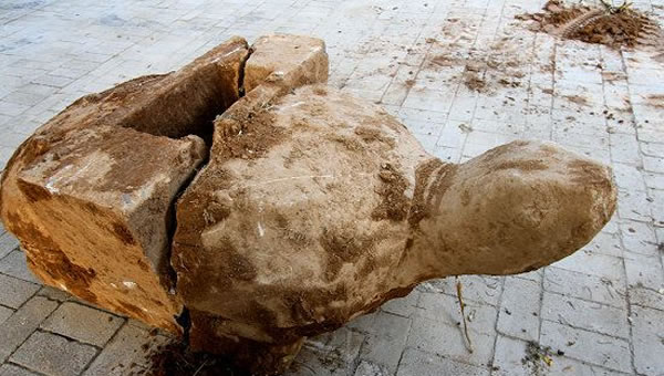 在泾阳县云阳镇罗家村发掘的龟形神道碑基座