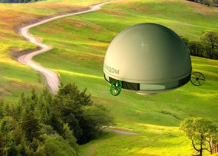 有俄罗斯设计室推出飞行屋的构想图