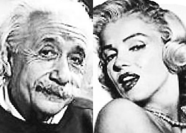 该幅合成图近看和远看时,会分别呈现爱因斯坦(左图)及玛丽莲梦露(右图)的头像。