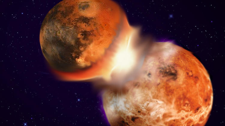 火星大小的巨型天体与地球相撞形成月球